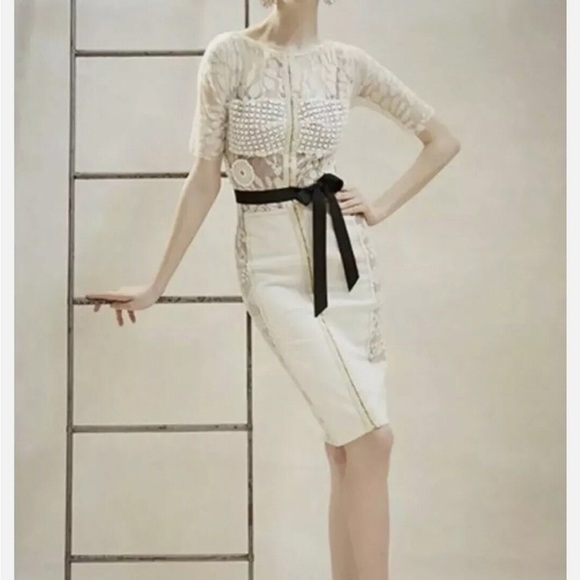 Anthropologie Byron Lars Carissima Sheath Dress Size 00 Petite Ivory ZA S/XS - Picture 7 of 7